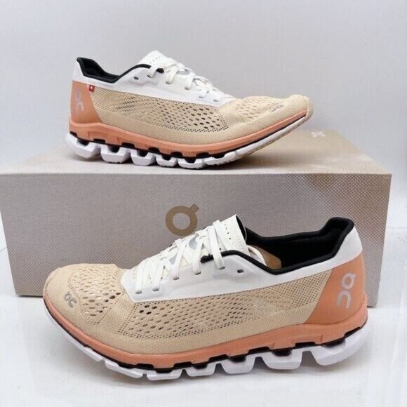 On Running Shoes - ON Cloudboom Running Road Race Training Shoes Savannah/ White Womens US 9.5